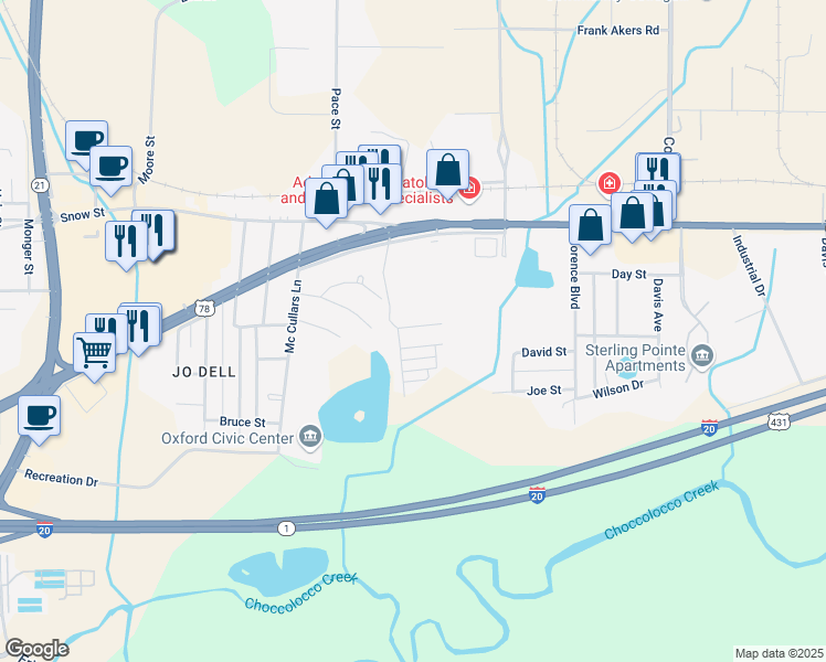 map of restaurants, bars, coffee shops, grocery stores, and more near 3 Carriage Lane in Oxford
