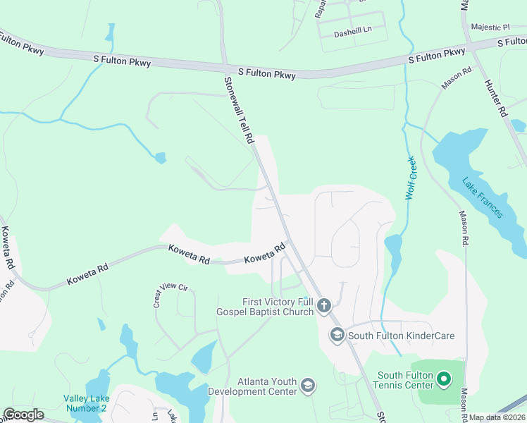 map of restaurants, bars, coffee shops, grocery stores, and more near 5245 Stonewall Tell Road in College Park