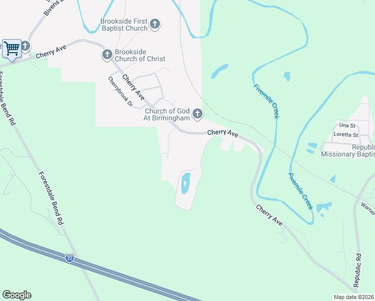 map of restaurants, bars, coffee shops, grocery stores, and more near 3500 Wilburn Lake Road in Birmingham