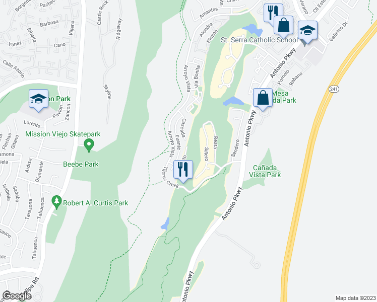 map of restaurants, bars, coffee shops, grocery stores, and more near 12 Regato in Rancho Santa Margarita