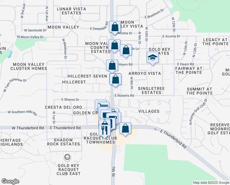 map of restaurants, bars, coffee shops, grocery stores, and more near 13815 North 7th Street in Phoenix