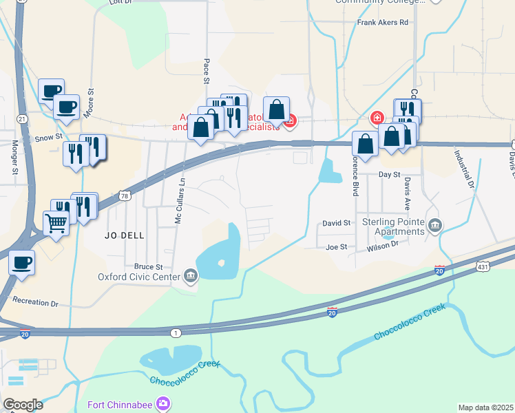map of restaurants, bars, coffee shops, grocery stores, and more near 3 Carriage Lane in Oxford