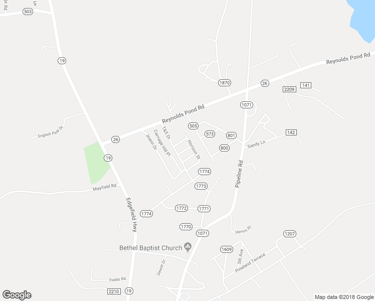 map of restaurants, bars, coffee shops, grocery stores, and more near 9 T and South Drive in Aiken