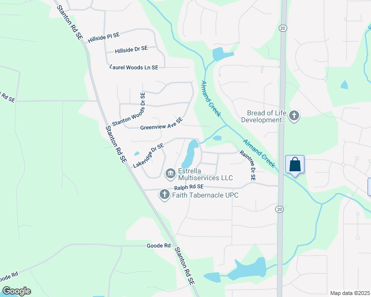 map of restaurants, bars, coffee shops, grocery stores, and more near 2930 Landmark Drive Southeast in Conyers