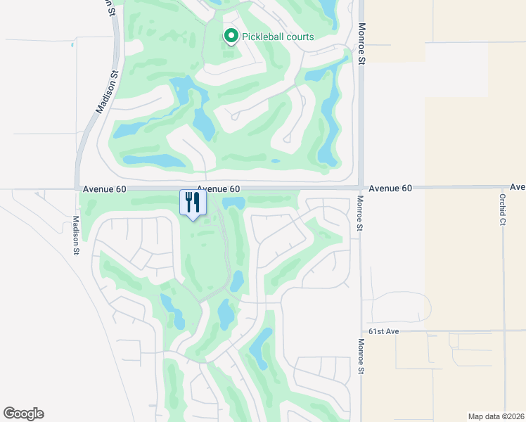 map of restaurants, bars, coffee shops, grocery stores, and more near 81660 Impala Drive in La Quinta