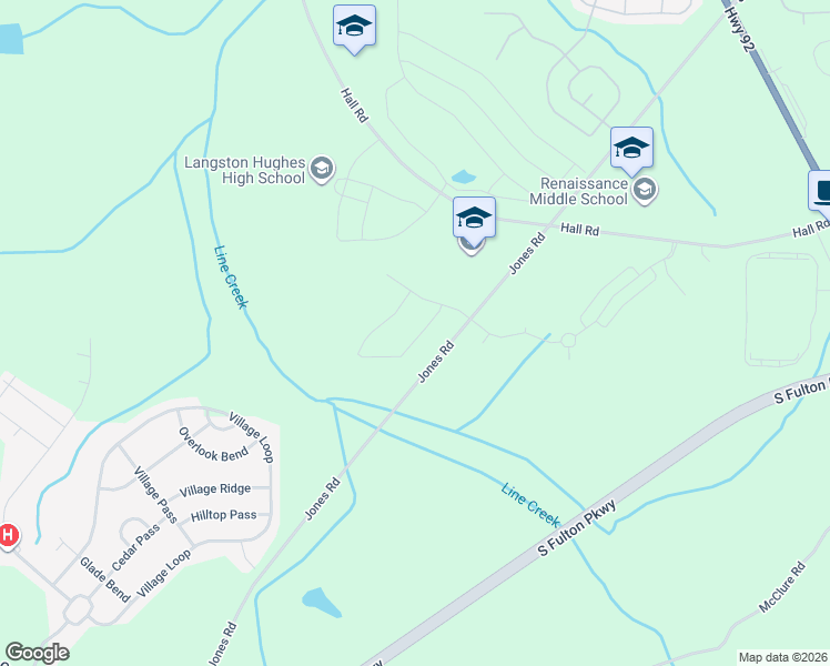 map of restaurants, bars, coffee shops, grocery stores, and more near 6820 Jones Road in Fairburn