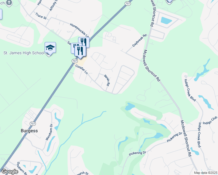 map of restaurants, bars, coffee shops, grocery stores, and more near 8061 Resin Road in Myrtle Beach