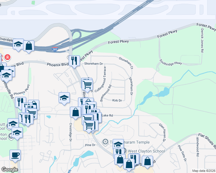 map of restaurants, bars, coffee shops, grocery stores, and more near 5242 Collingwood Terrace in Atlanta