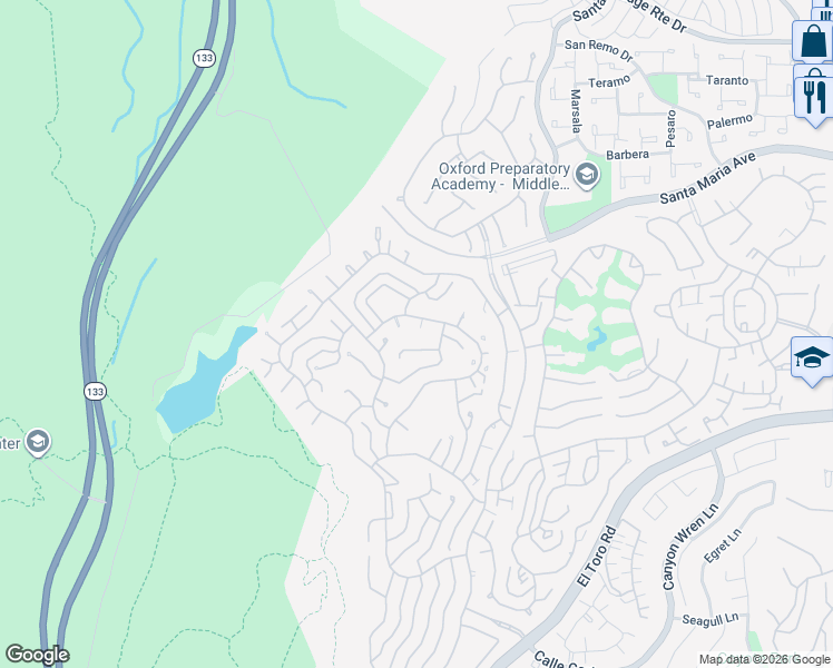 map of restaurants, bars, coffee shops, grocery stores, and more near 3388 Punta Alta in Laguna Woods