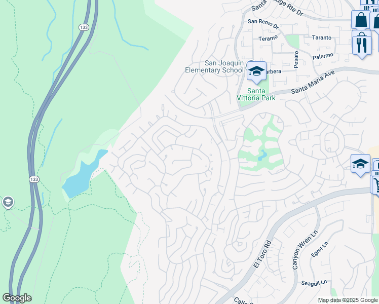 map of restaurants, bars, coffee shops, grocery stores, and more near 3385 Punta Alta in Laguna Woods