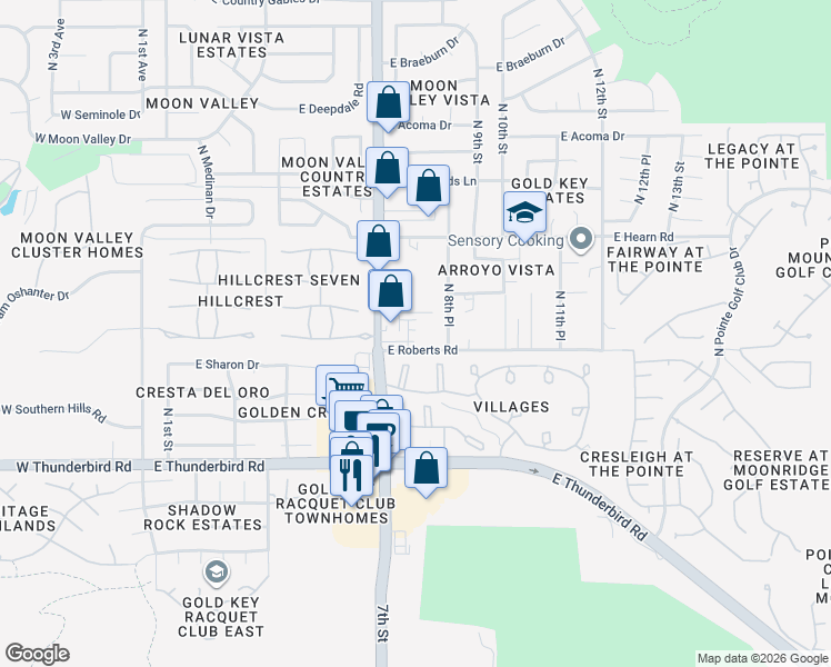 map of restaurants, bars, coffee shops, grocery stores, and more near 13835 North 7th Street in Phoenix