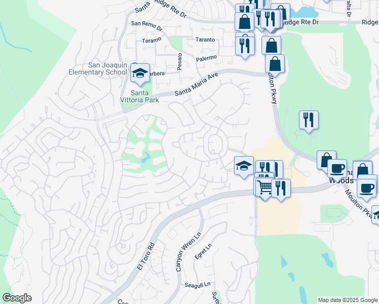 map of restaurants, bars, coffee shops, grocery stores, and more near 3158 Alta Vista in Laguna Woods