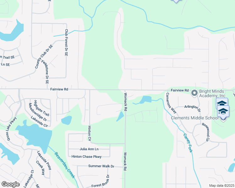 map of restaurants, bars, coffee shops, grocery stores, and more near 2895 Fairview Road in Covington