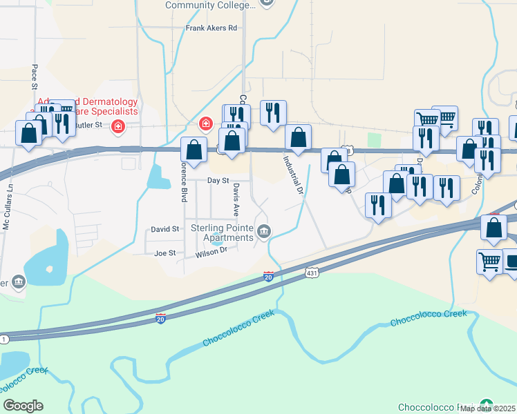 map of restaurants, bars, coffee shops, grocery stores, and more near 115 Davis Avenue in Oxford