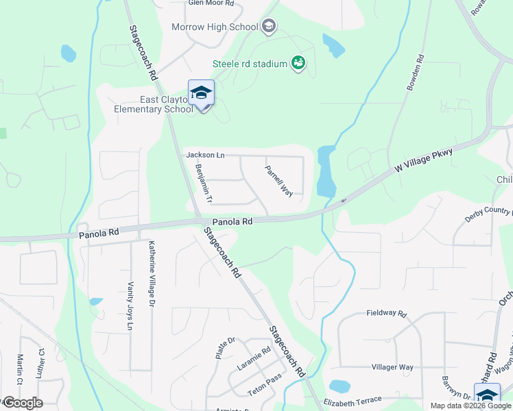 map of restaurants, bars, coffee shops, grocery stores, and more near 5289 Benjamin Tr in Ellenwood