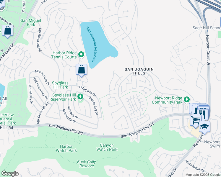 map of restaurants, bars, coffee shops, grocery stores, and more near 1 Giverny in Newport Beach