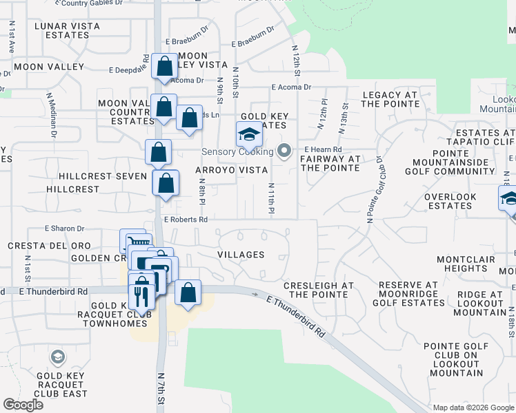 map of restaurants, bars, coffee shops, grocery stores, and more near 13817 North 11th Street in Phoenix