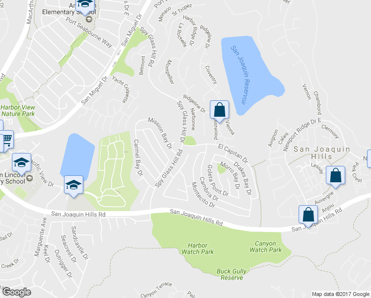 map of restaurants, bars, coffee shops, grocery stores, and more near 39 Bodega Bay Drive in Newport Beach