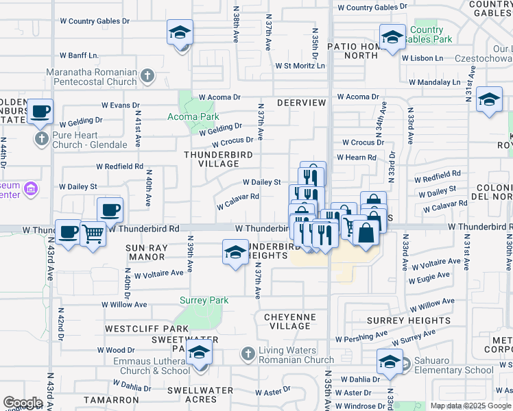 map of restaurants, bars, coffee shops, grocery stores, and more near 13826 North 37th Avenue in Phoenix