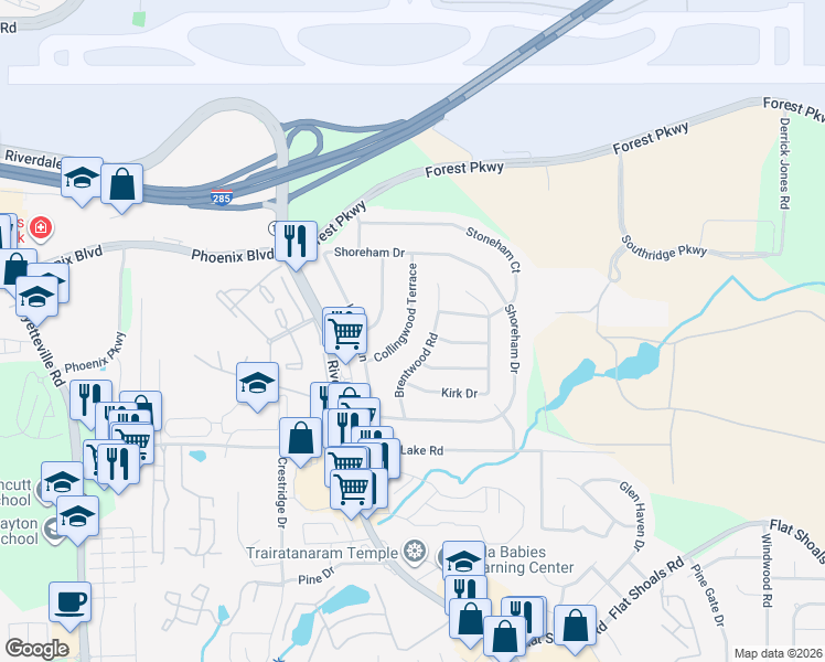 map of restaurants, bars, coffee shops, grocery stores, and more near 5242 Collingwood Terrace in Atlanta