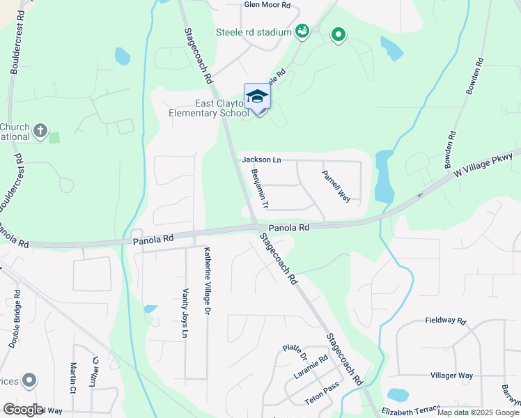 map of restaurants, bars, coffee shops, grocery stores, and more near 5211 Benjamin Tr in Ellenwood