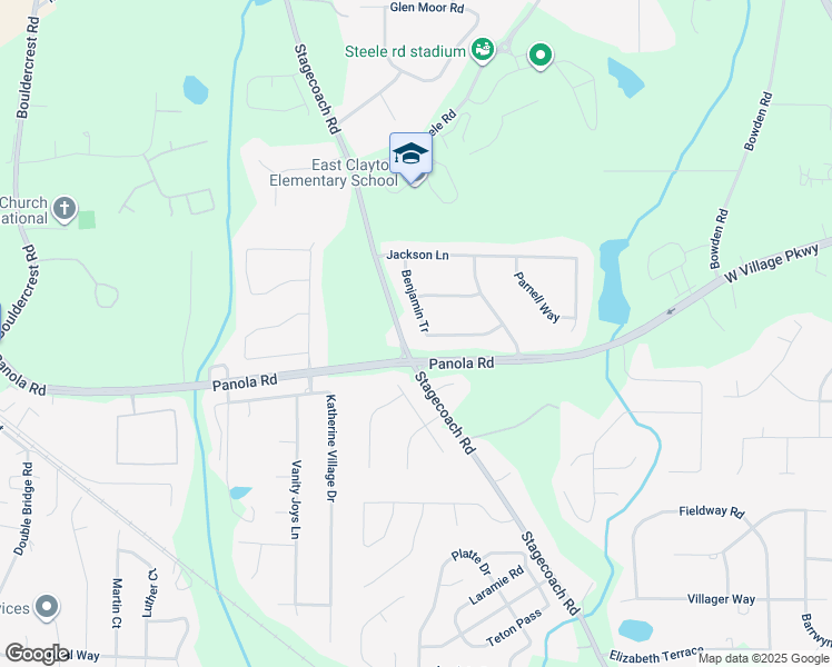 map of restaurants, bars, coffee shops, grocery stores, and more near 5211 Benjamin Tr in Ellenwood