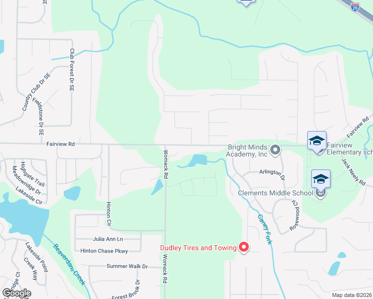 map of restaurants, bars, coffee shops, grocery stores, and more near 2963 Fairview Road in Covington