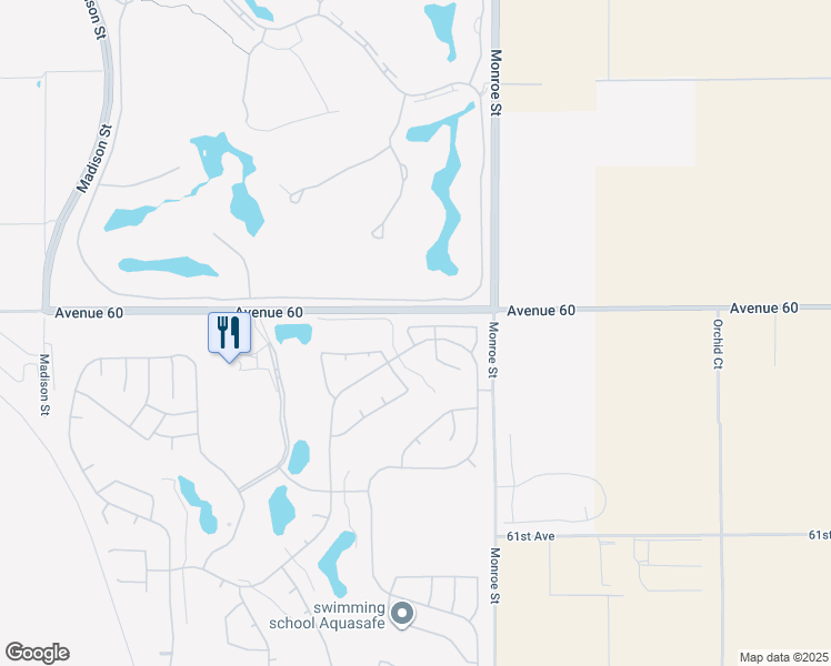 map of restaurants, bars, coffee shops, grocery stores, and more near 81725 Daniel Drive in La Quinta