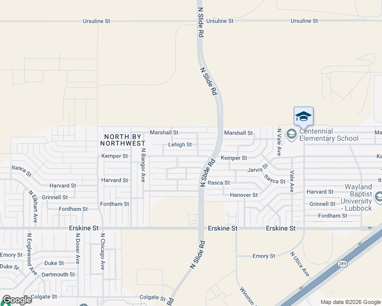 map of restaurants, bars, coffee shops, grocery stores, and more near 5216 Kemper Street in Lubbock