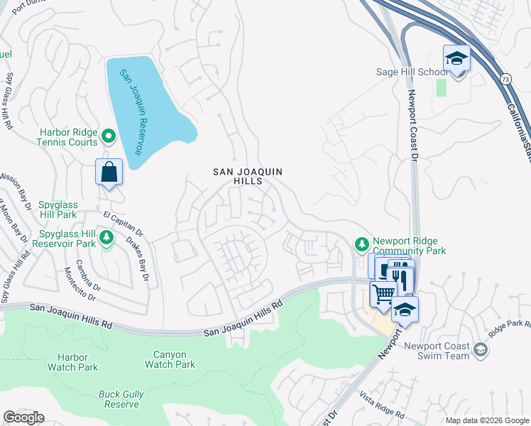 map of restaurants, bars, coffee shops, grocery stores, and more near 16 Menton in Newport Beach