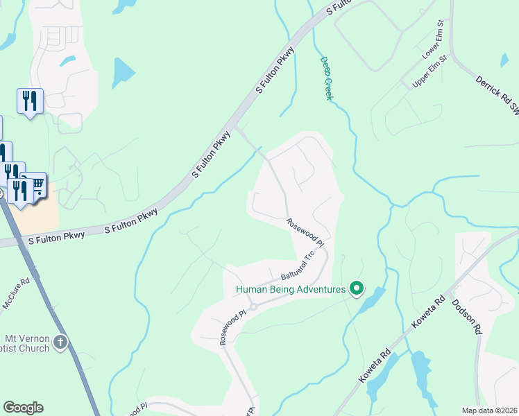 map of restaurants, bars, coffee shops, grocery stores, and more near 6312 Colonial View. in Fairburn
