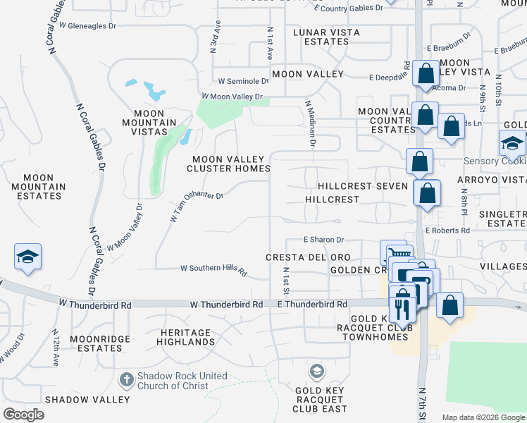 map of restaurants, bars, coffee shops, grocery stores, and more near 32 West Boca Raton Road in Phoenix