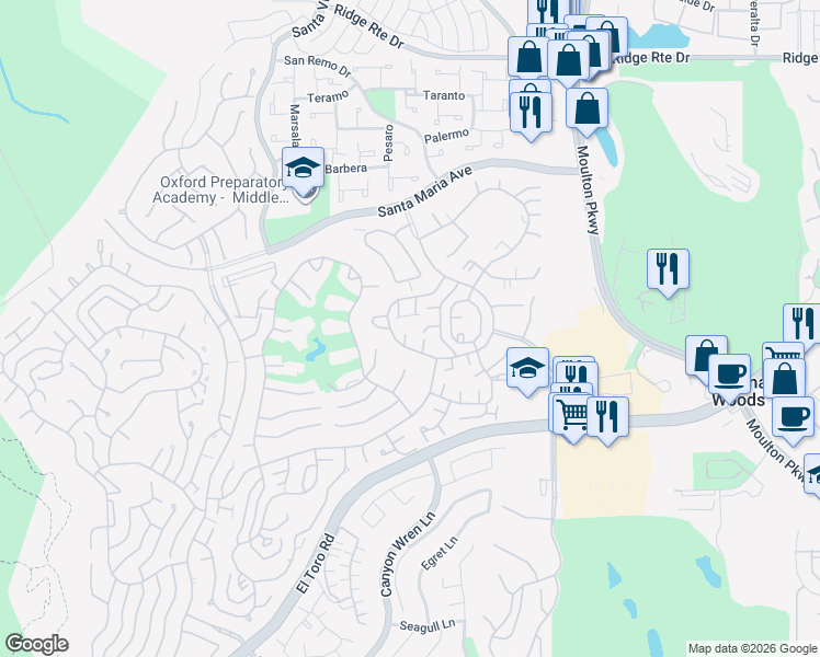 map of restaurants, bars, coffee shops, grocery stores, and more near 3157 Alta Vista in Laguna Woods
