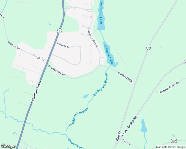 map of restaurants, bars, coffee shops, grocery stores, and more near 1000 Bradley Mill Road in Aiken