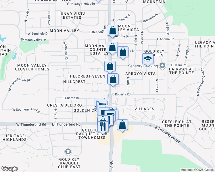 map of restaurants, bars, coffee shops, grocery stores, and more near 628 East Boca Raton Road in Phoenix