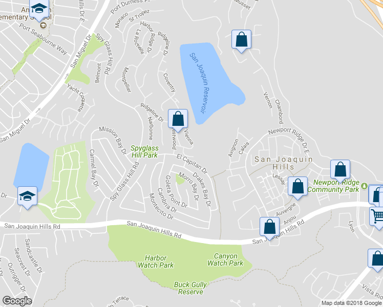 map of restaurants, bars, coffee shops, grocery stores, and more near 16 Lucerne in Newport Beach