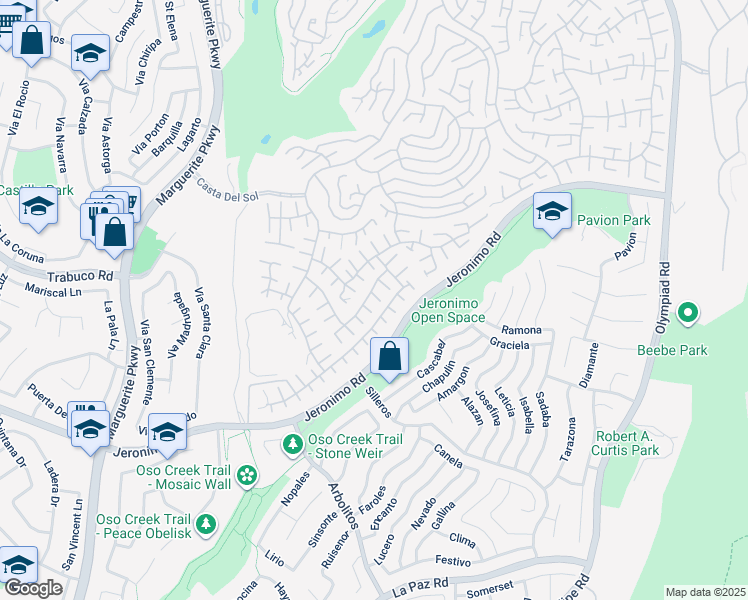 map of restaurants, bars, coffee shops, grocery stores, and more near 27856 Via Sarasate in Mission Viejo