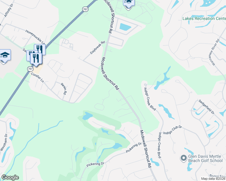 map of restaurants, bars, coffee shops, grocery stores, and more near 10100 Mcdowell Shortcut Road in Murrells Inlet