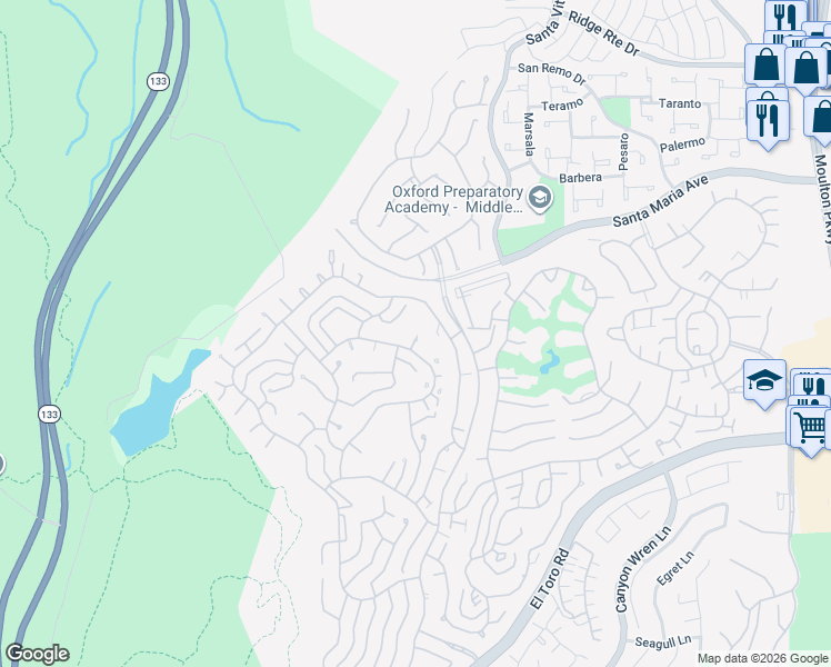 map of restaurants, bars, coffee shops, grocery stores, and more near 5371 Punta Alta in Laguna Woods