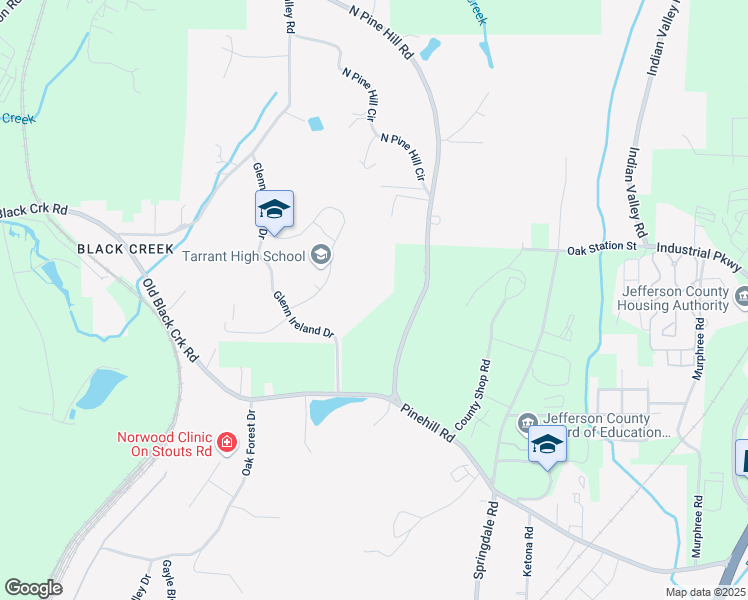 map of restaurants, bars, coffee shops, grocery stores, and more near 80 Glenn Ireland Drive in Birmingham