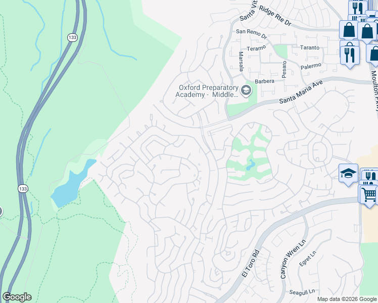 map of restaurants, bars, coffee shops, grocery stores, and more near 5371 Punta Alta in Laguna Woods
