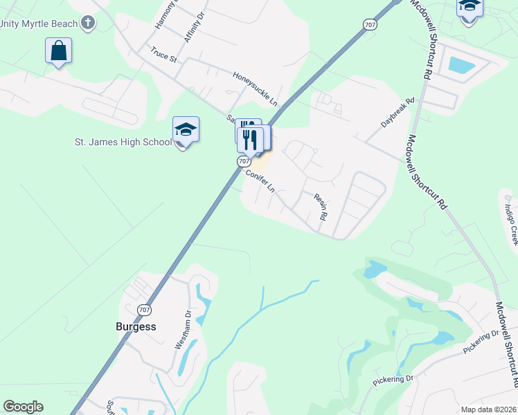 map of restaurants, bars, coffee shops, grocery stores, and more near 8025 Cone Court in Myrtle Beach
