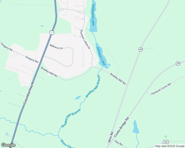 map of restaurants, bars, coffee shops, grocery stores, and more near 1095 Bradley Mill Road in Aiken
