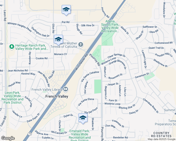 map of restaurants, bars, coffee shops, grocery stores, and more near 35004 Corte De Oro in Winchester