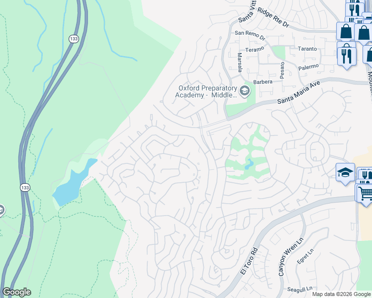 map of restaurants, bars, coffee shops, grocery stores, and more near 5371 Punta Alta in Laguna Woods