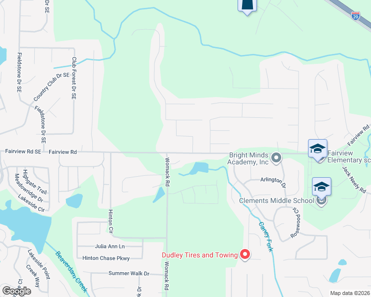 map of restaurants, bars, coffee shops, grocery stores, and more near 2963 Fairview Road in Covington