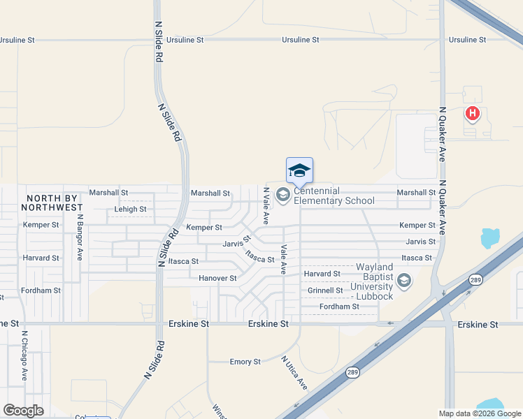 map of restaurants, bars, coffee shops, grocery stores, and more near 1201 North Vale Avenue in Lubbock