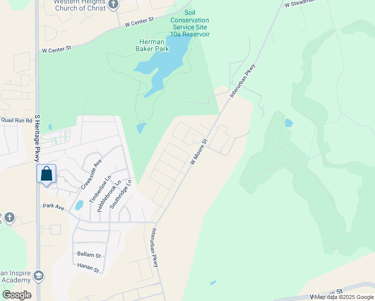 map of restaurants, bars, coffee shops, grocery stores, and more near 1800-2274 West Moore Street in Sherman