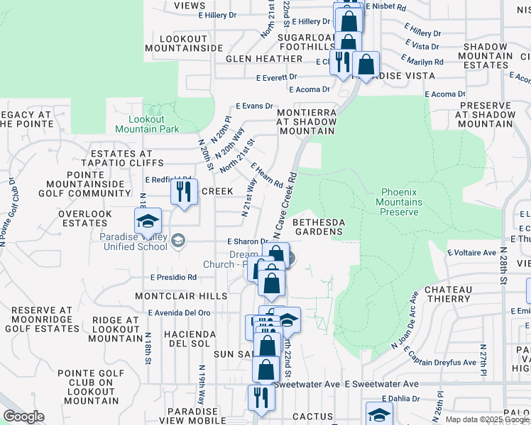 map of restaurants, bars, coffee shops, grocery stores, and more near 13838 North 22nd Street in Phoenix