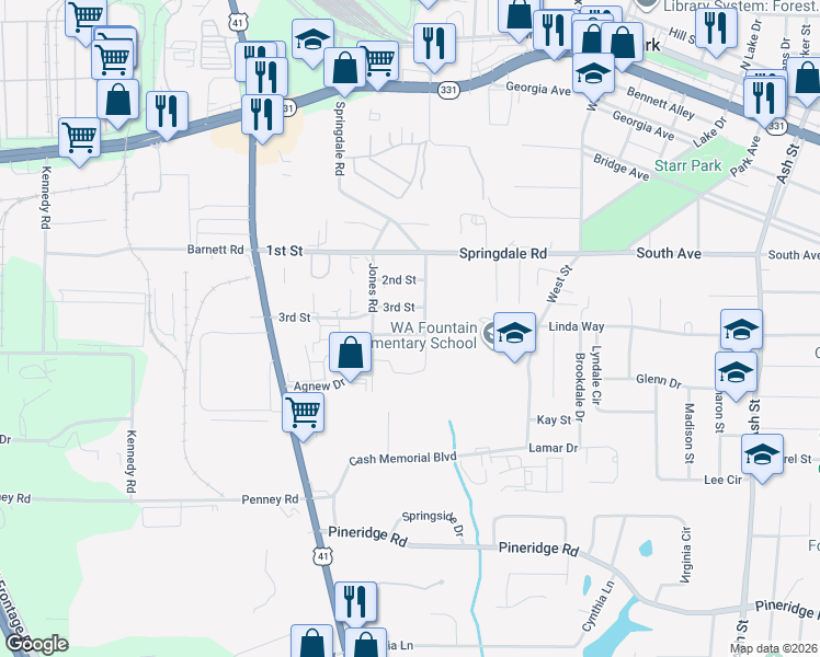 map of restaurants, bars, coffee shops, grocery stores, and more near 392 4th Street in Forest Park